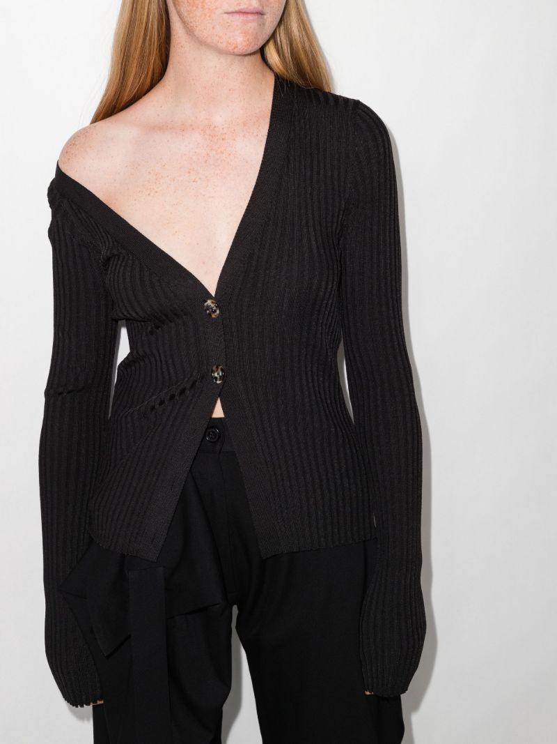 Black Ribbed Knit Cardigan