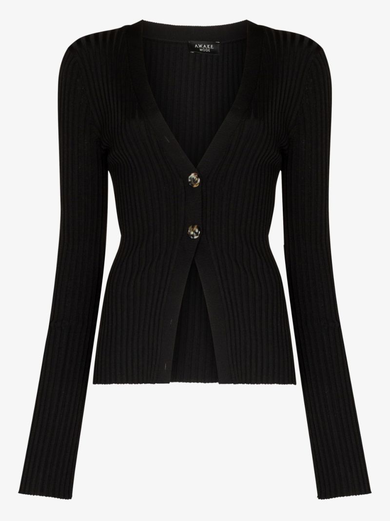 Black Ribbed Knit Cardigan