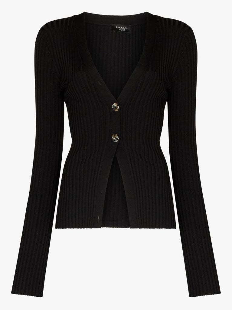 Black Ribbed Knit Cardigan