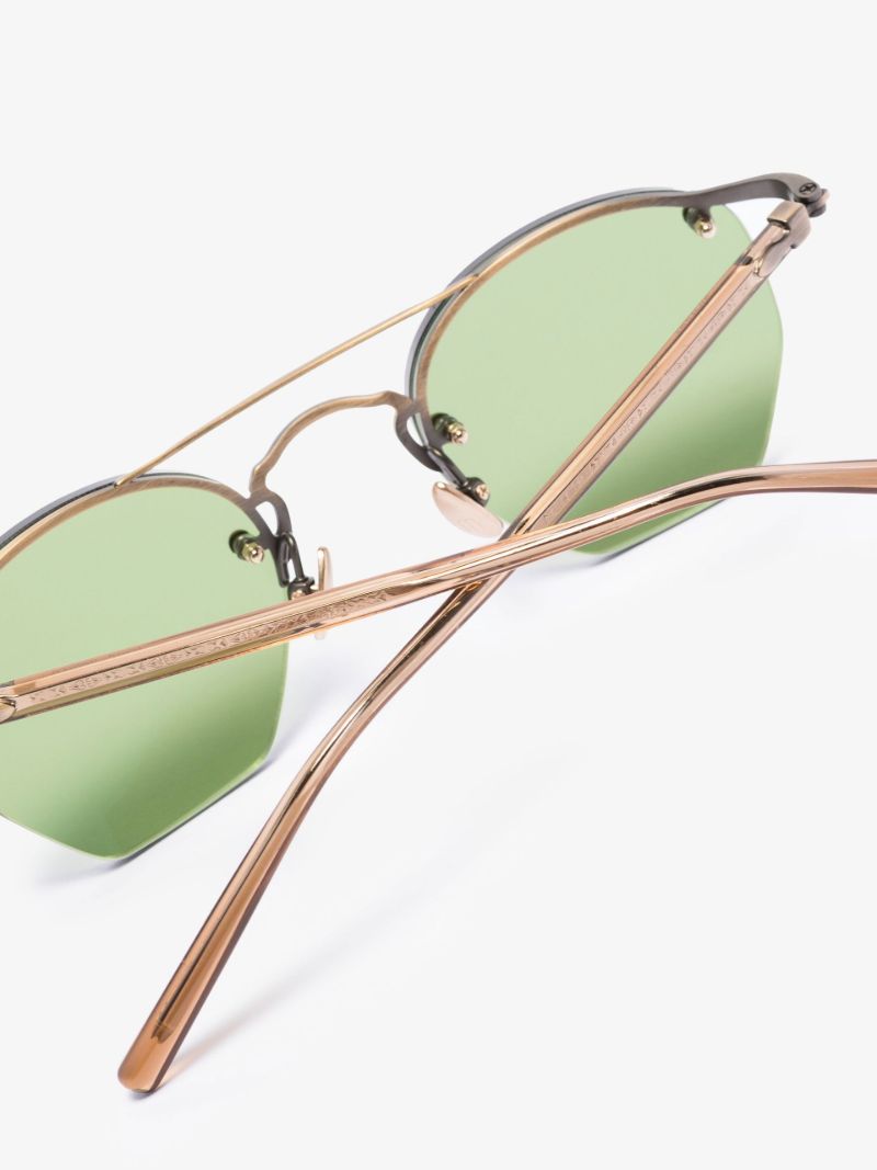 Green Rimless Geometric Sunglasses