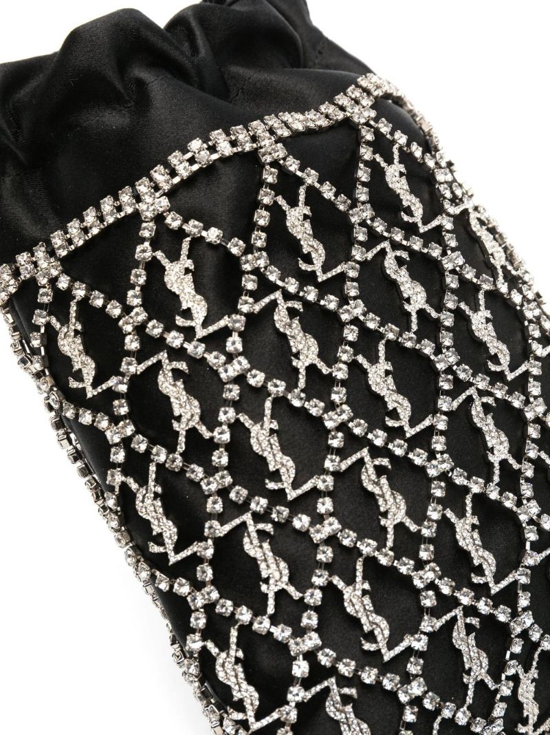 Black Le Monogramme Crystal Embellished Satin Mini Bag