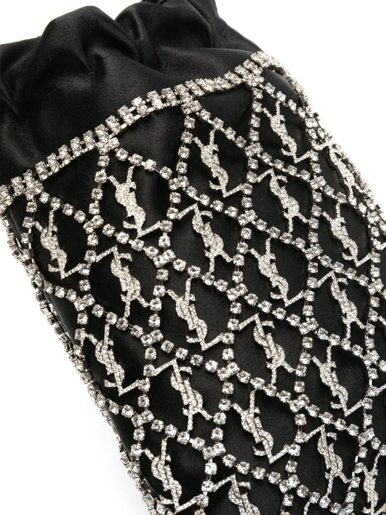 Black Le Monogramme Crystal Embellished Satin Mini Bag