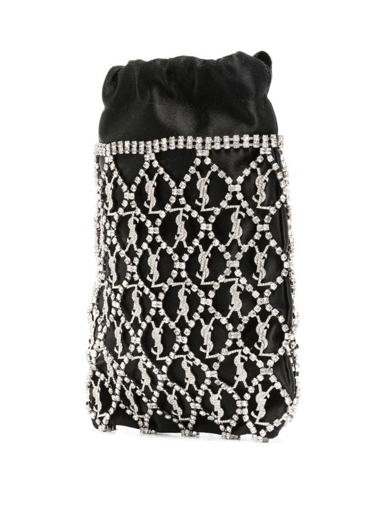 Black Le Monogramme Crystal Embellished Satin Mini Bag