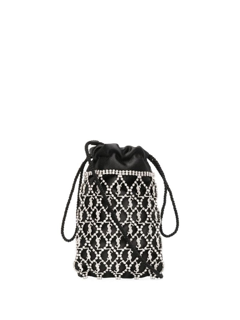 Black Le Monogramme Crystal Embellished Satin Mini Bag