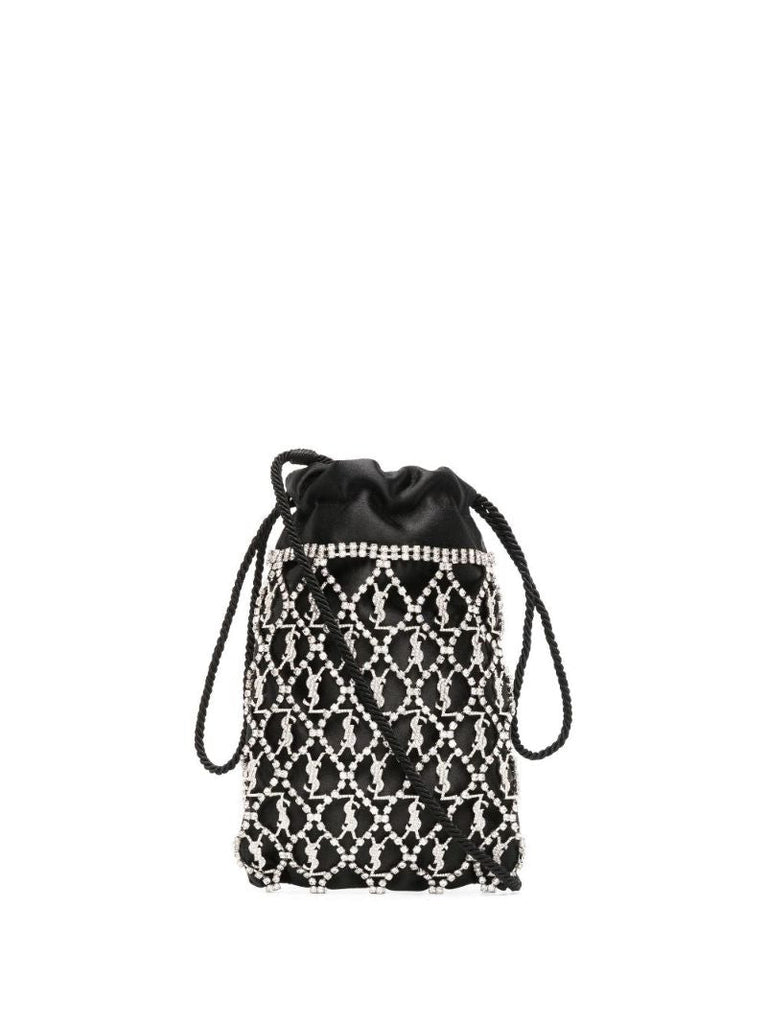 Black Le Monogramme Crystal Embellished Satin Mini Bag