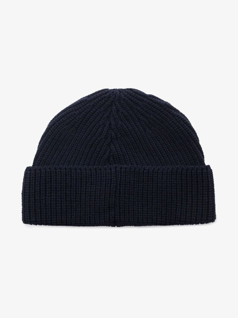 Blue Embroidered Logo Wool Beanie Hat