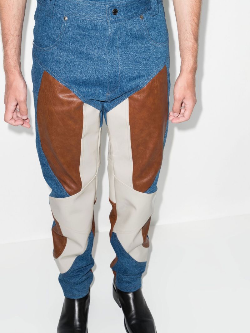 Blue Jun Patchwork Straight Leg Trousers