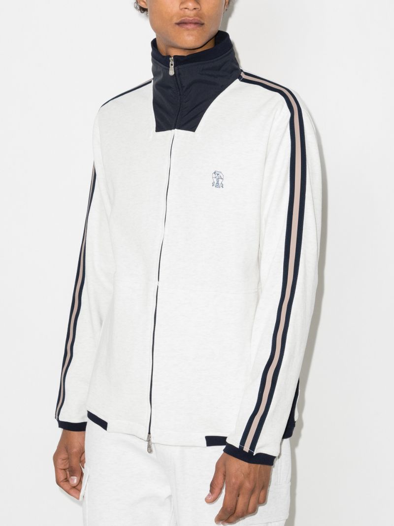 Side Stripe Zip-up Sweater