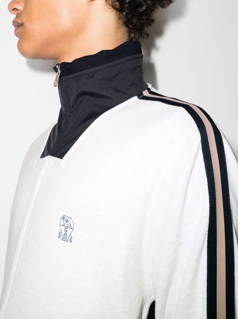 Side Stripe Zip-up Sweater