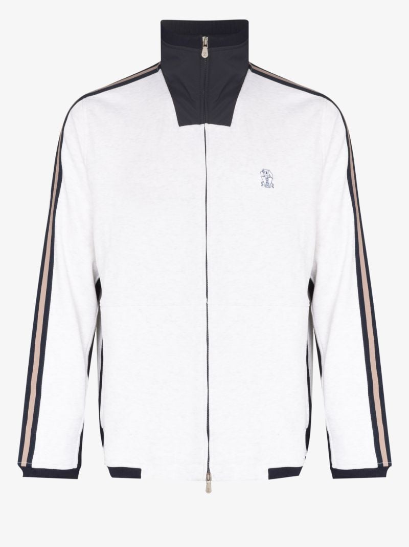 Side Stripe Zip-up Sweater