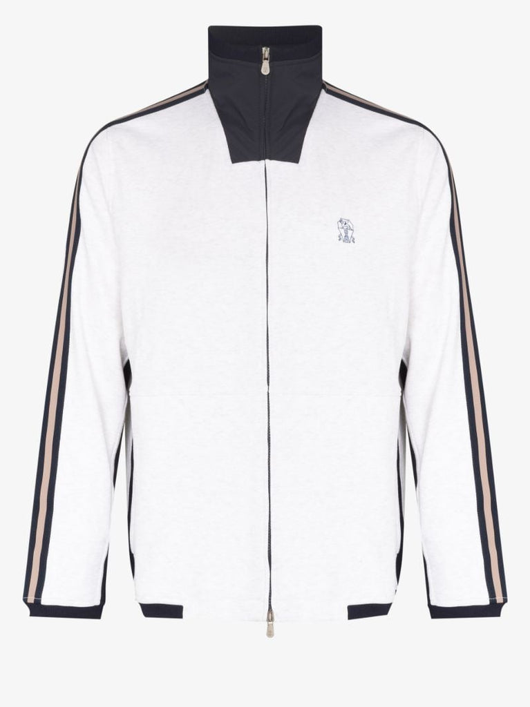 Side Stripe Zip-up Sweater