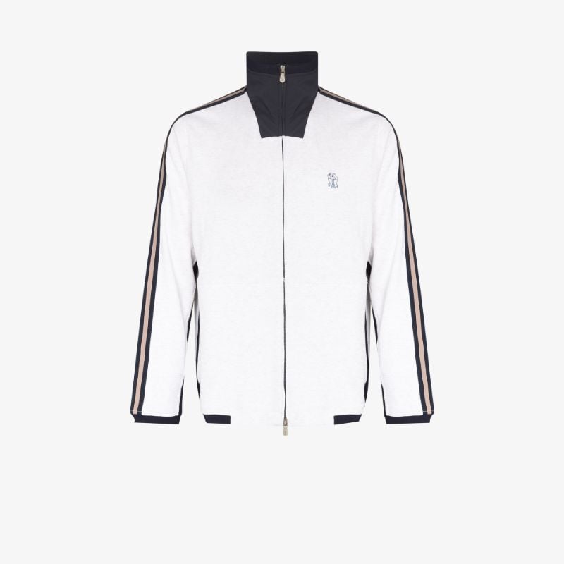 Side Stripe Zip-up Sweater