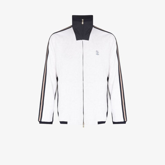 Side Stripe Zip-up Sweater