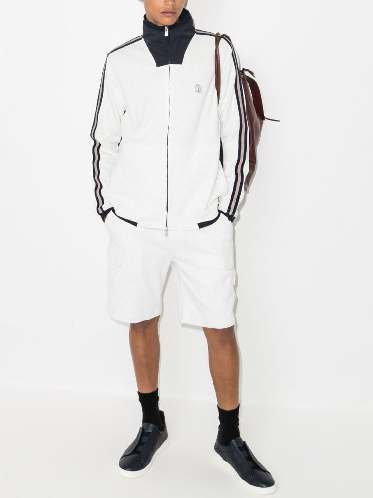Side Stripe Zip-up Sweater