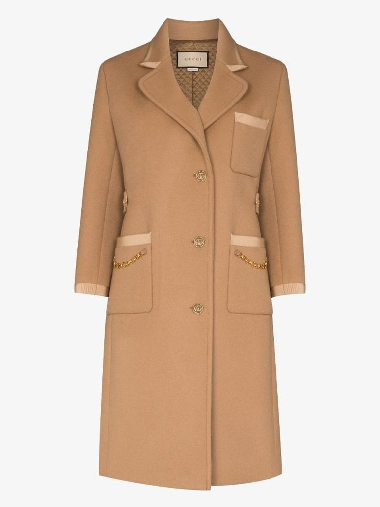 Gg Chain Single-breasted Coat