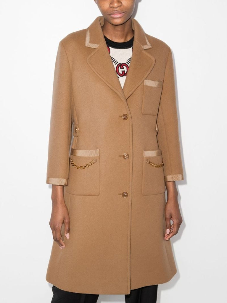 Gg Chain Single-breasted Coat