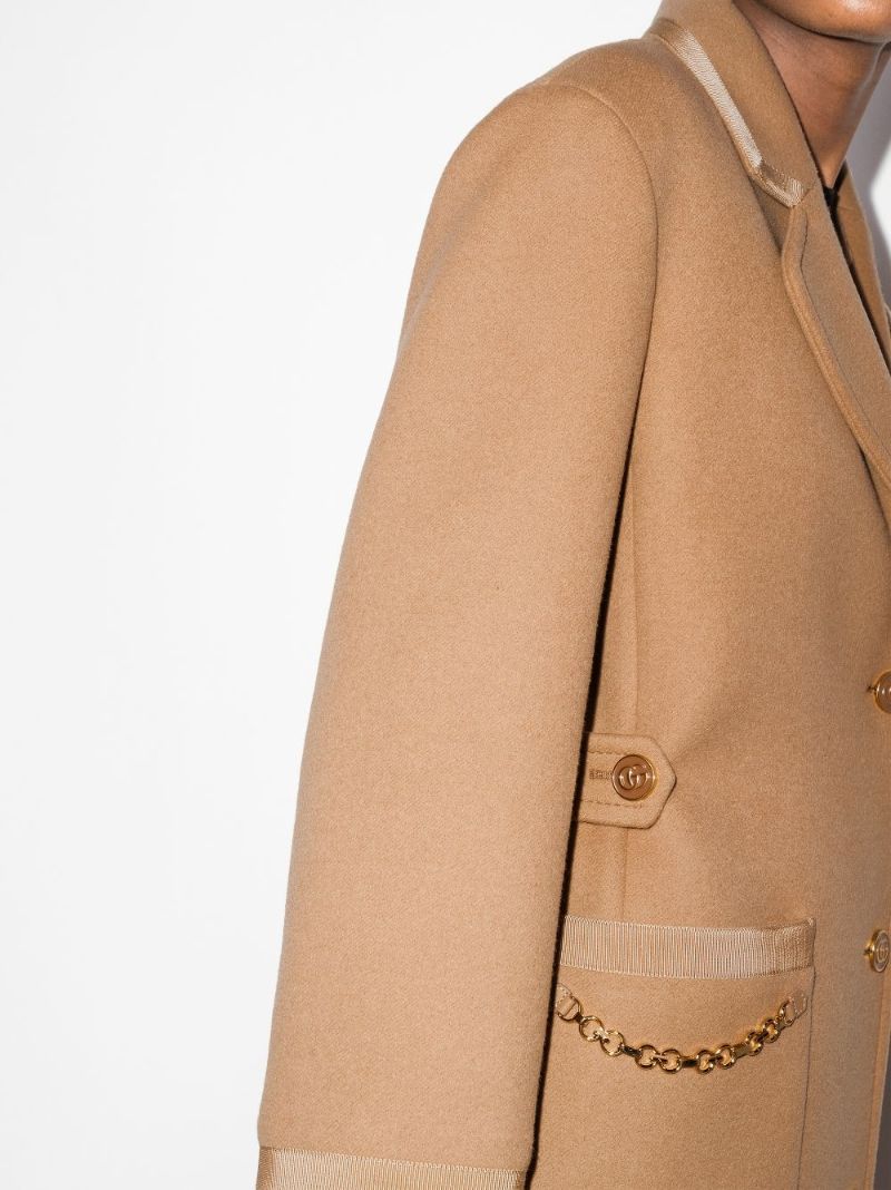 Gg Chain Single-breasted Coat