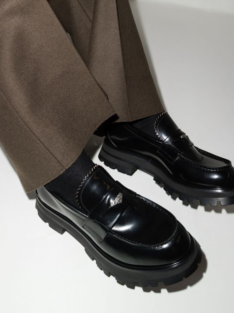 Black Leather Penny Loafers