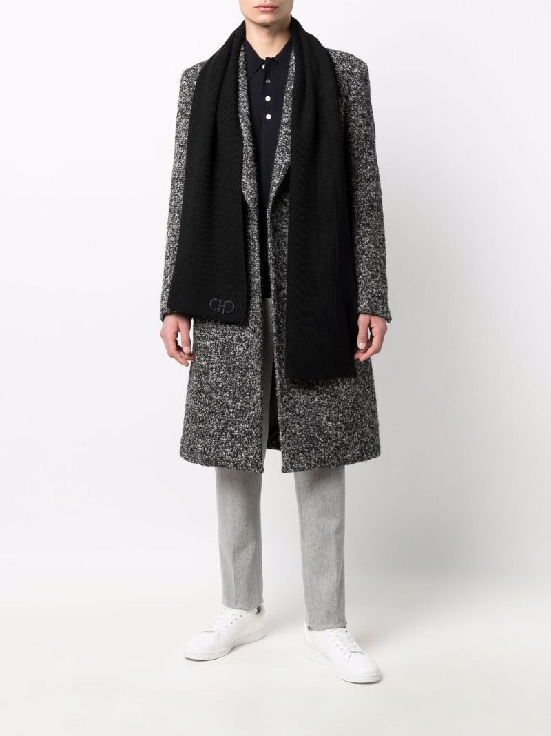Black Gancini-embroidered Wool Scarf