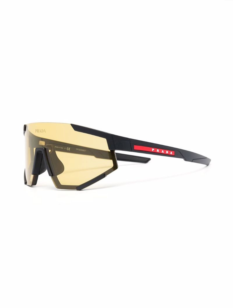 Black Visor-frame Acetate Sunglasses