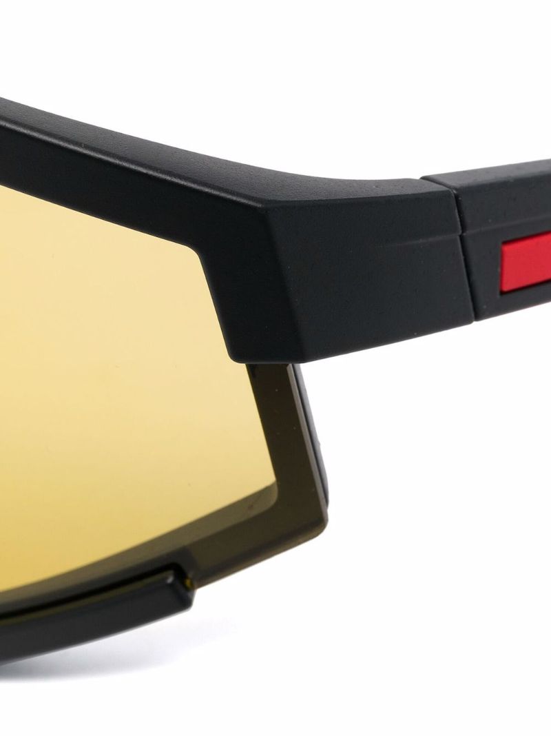 Black Visor-frame Acetate Sunglasses