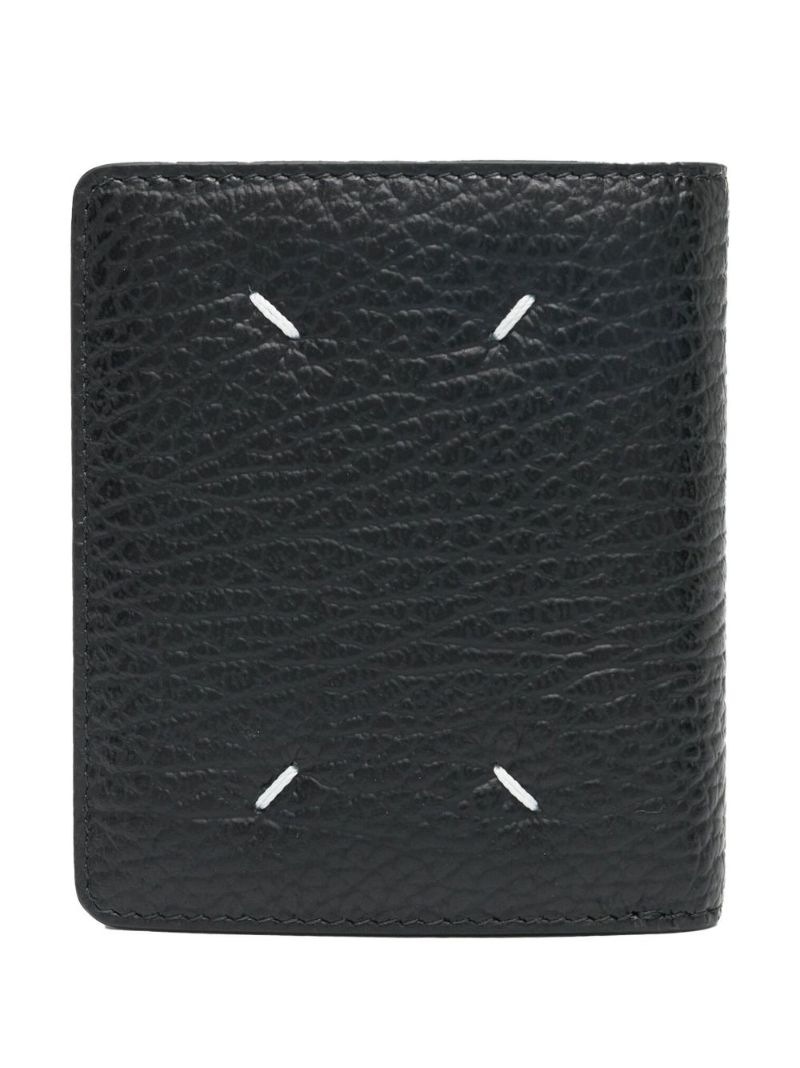 Black Four-stitch Leather Bifold Wallet
