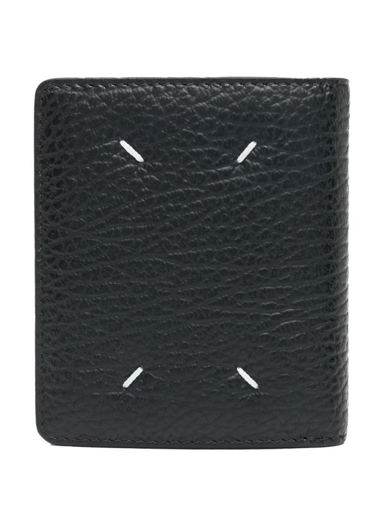 Black Four-stitch Leather Bifold Wallet