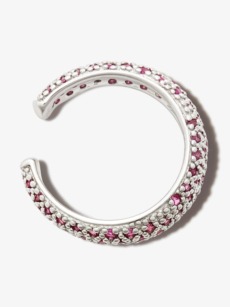 Sterling Silver Thick Crystal Ear Cuff