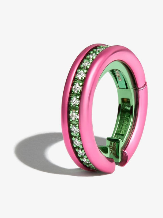 18k Gold, Green and Pink Mini Diamond Ear Cuff