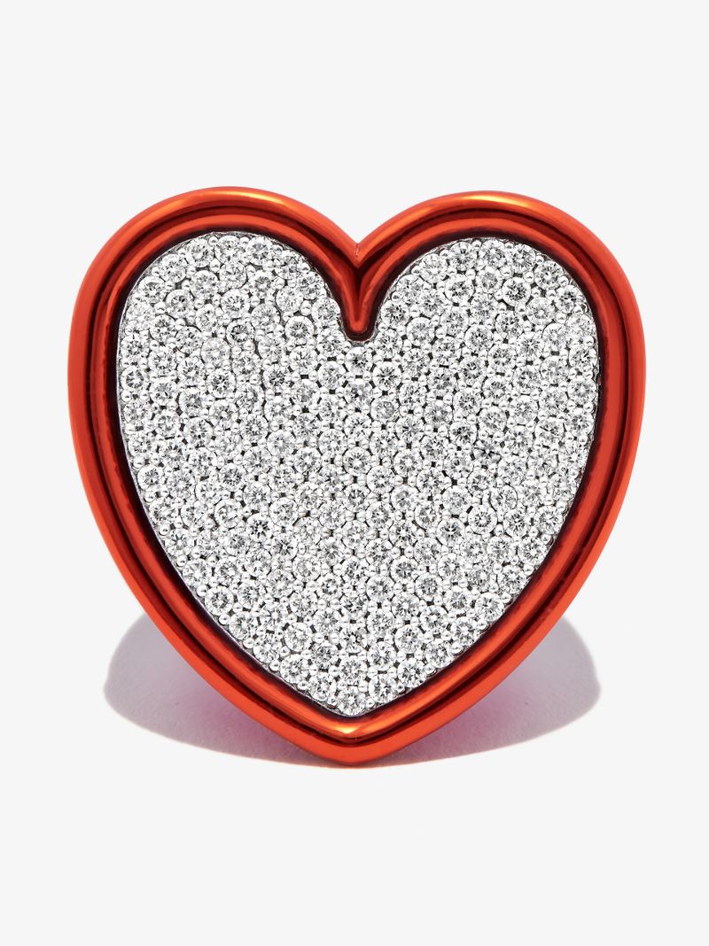 18k White Gold Heart Diamond Ring