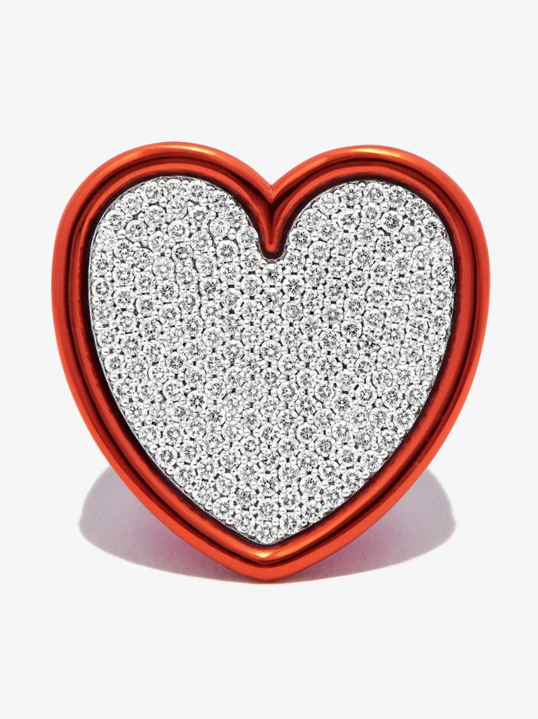 18k White Gold Heart Diamond Ring