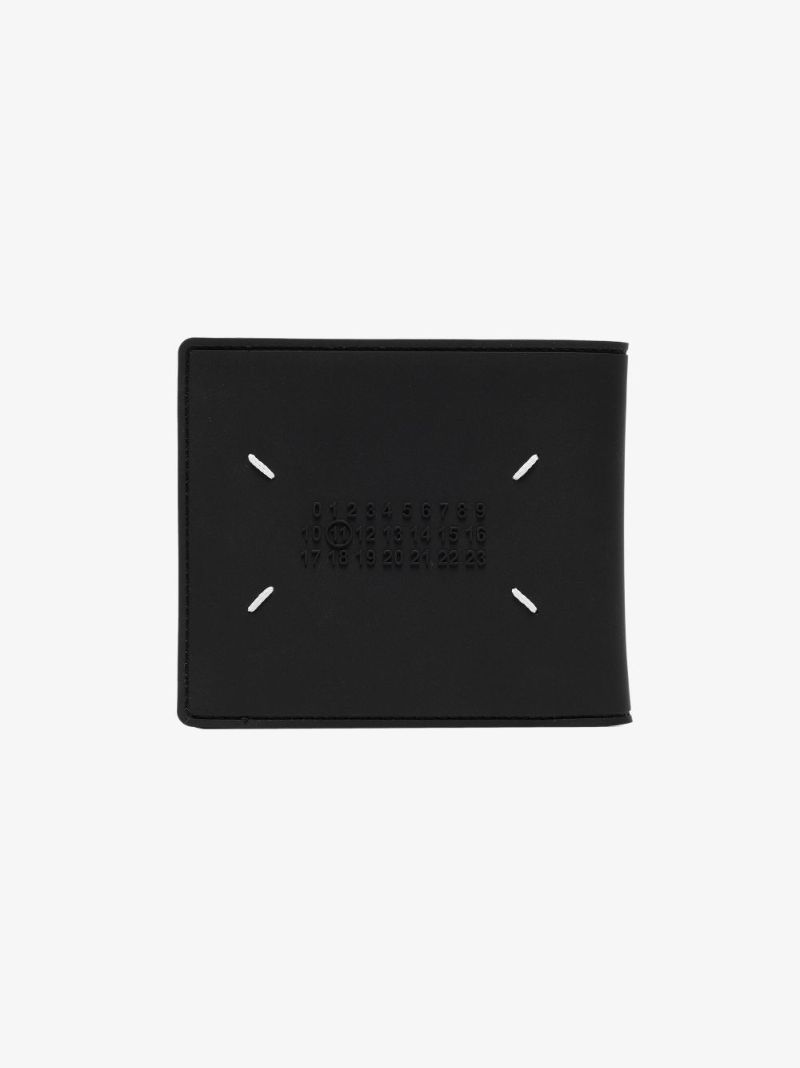 Black Four-stitch Faux Leather Wallet