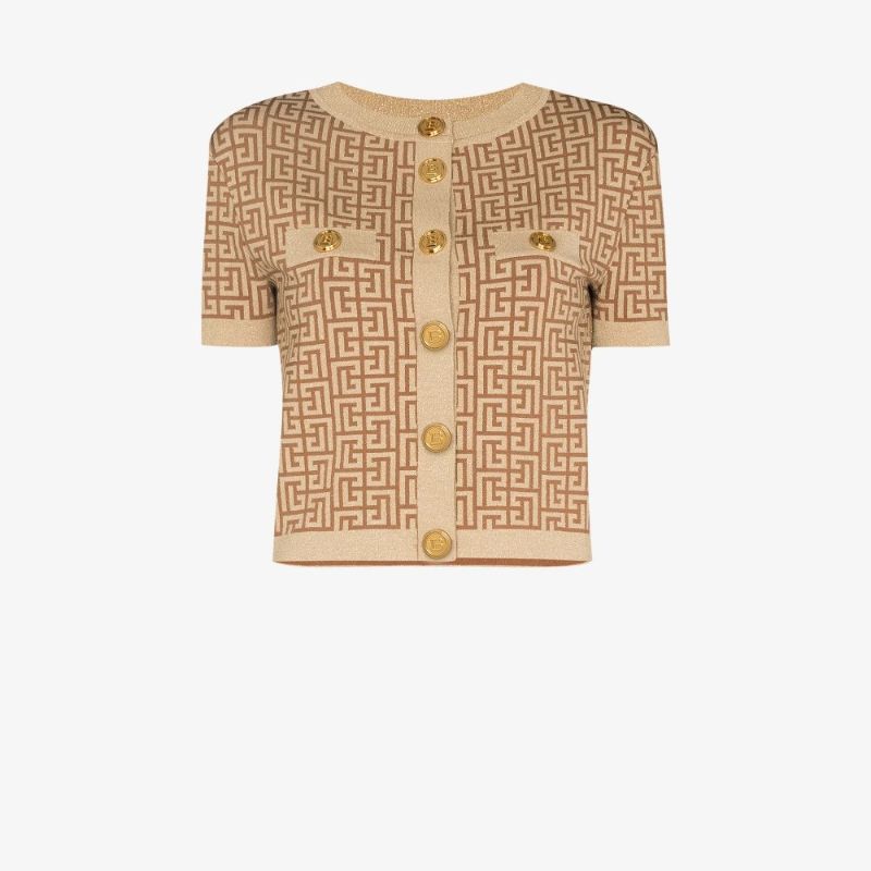 Cropped Monogram Jacquard Cardigan