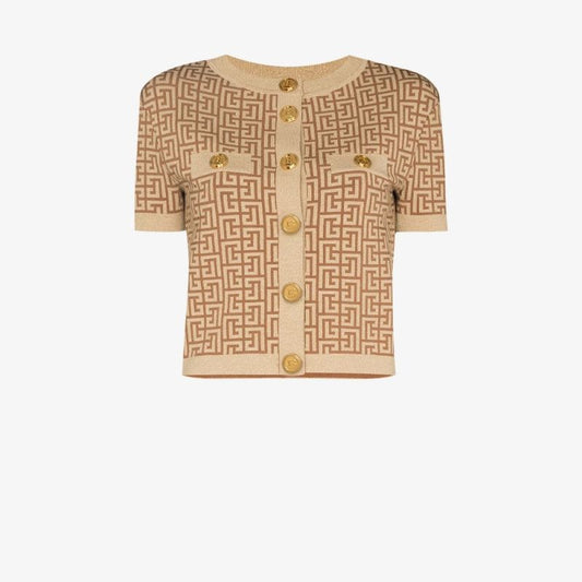 Cropped Monogram Jacquard Cardigan