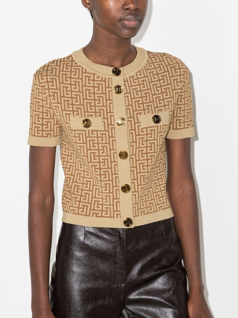 Cropped Monogram Jacquard Cardigan