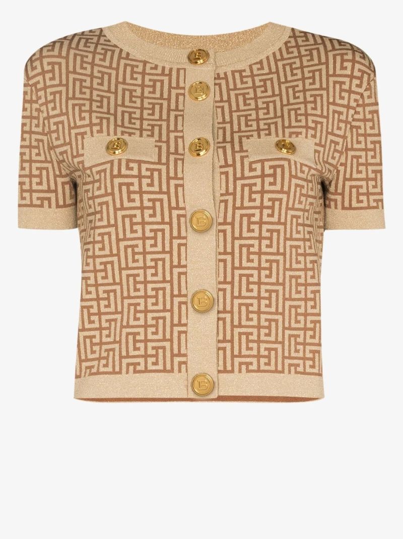 Cropped Monogram Jacquard Cardigan