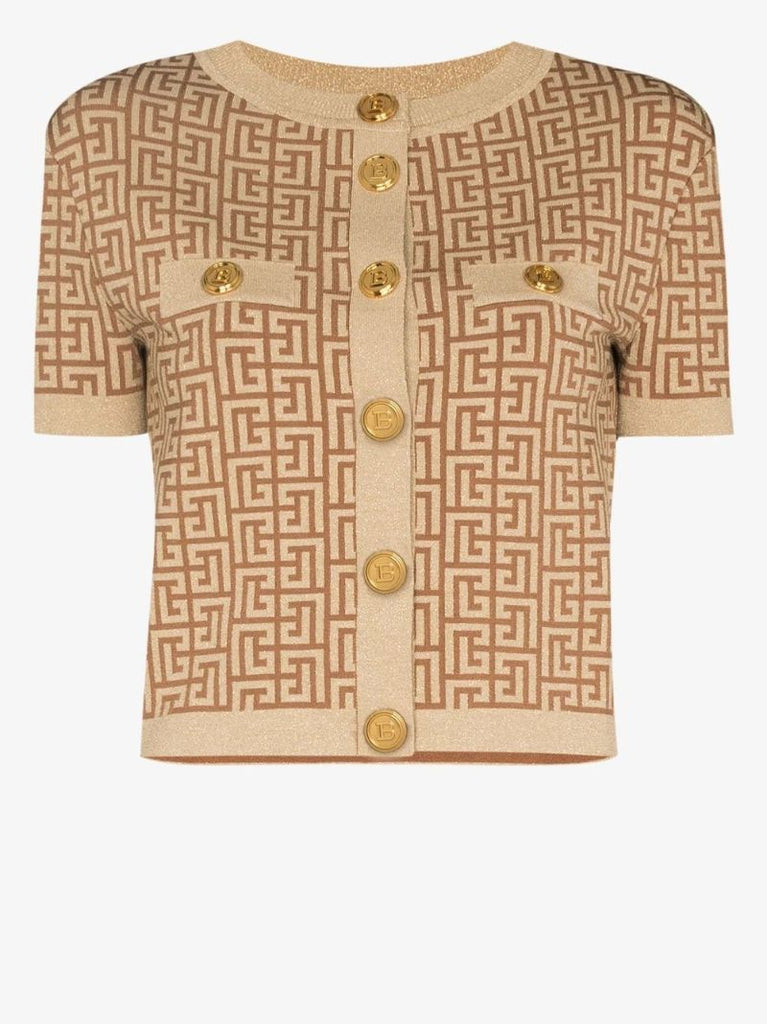 Cropped Monogram Jacquard Cardigan