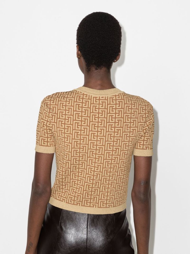 Cropped Monogram Jacquard Cardigan