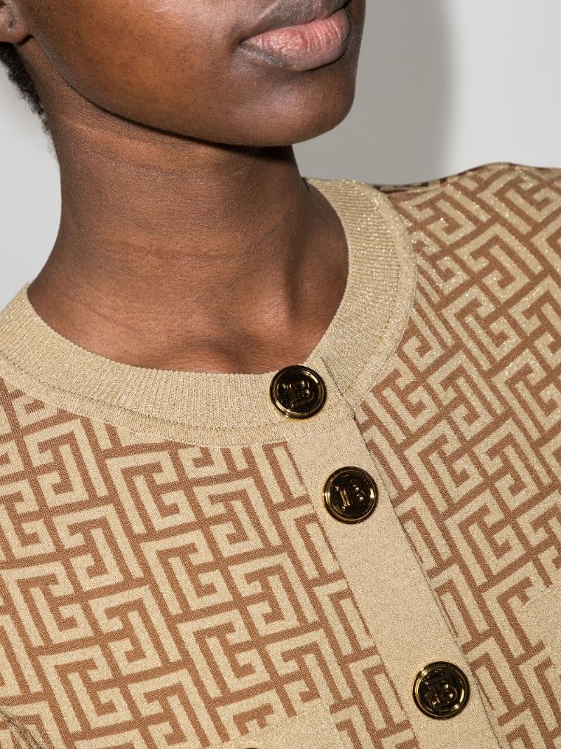 Cropped Monogram Jacquard Cardigan