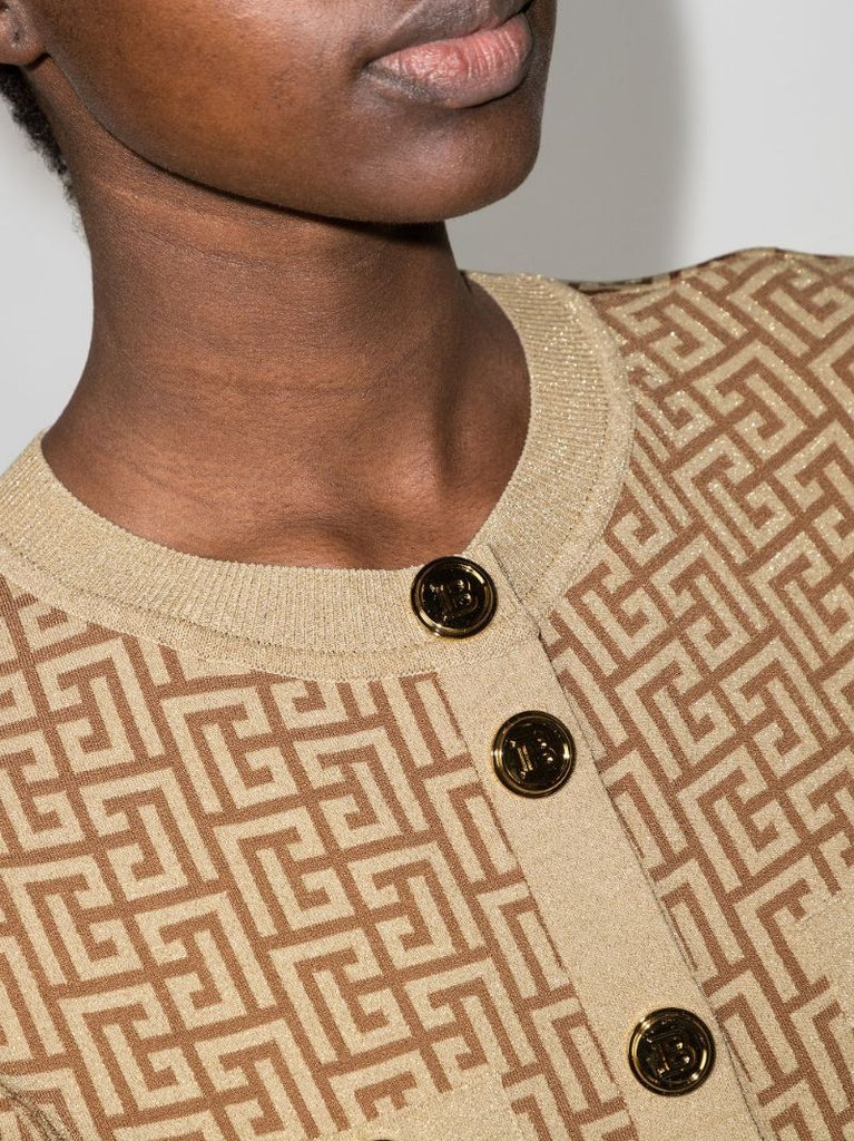 Cropped Monogram Jacquard Cardigan