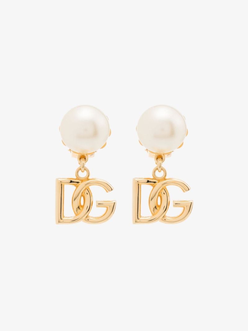 Gold-plated Logo Pearl Drop Earrings