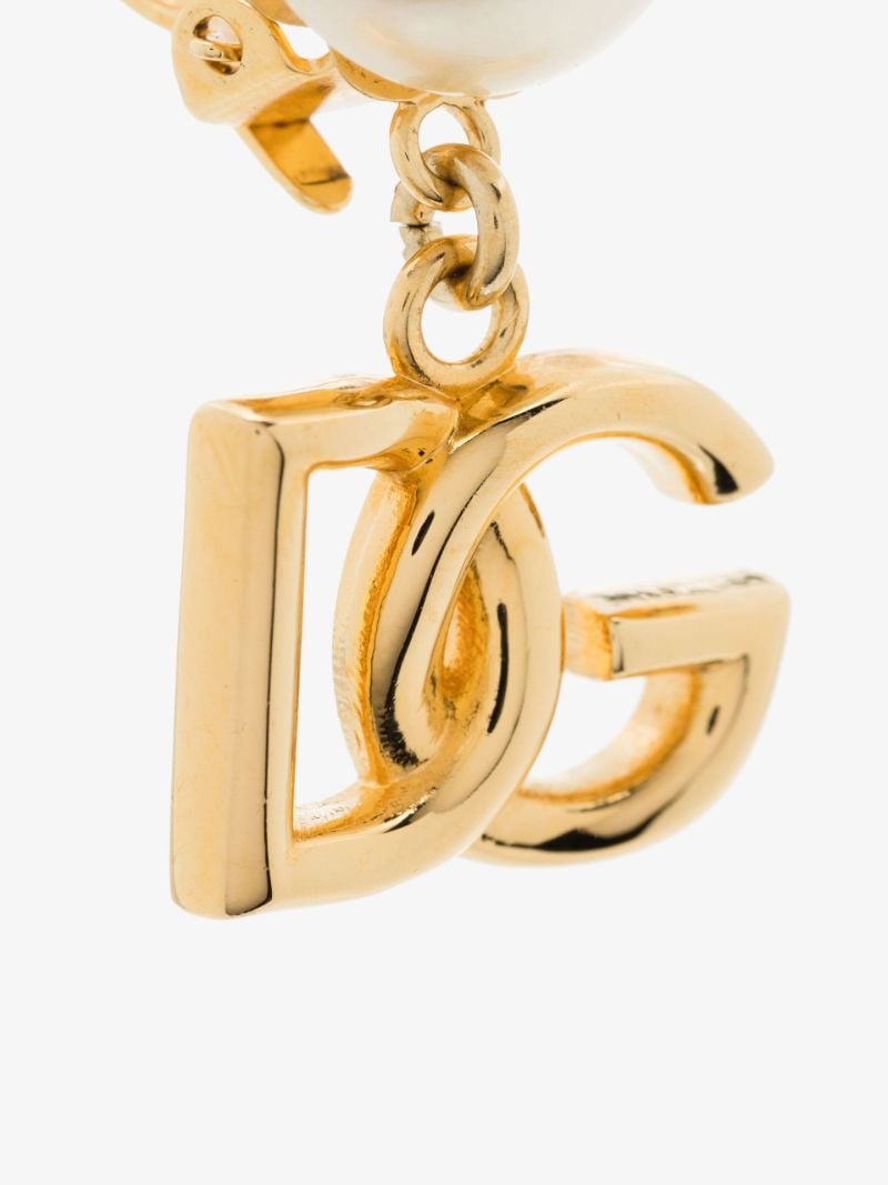 Gold-plated Logo Pearl Drop Earrings