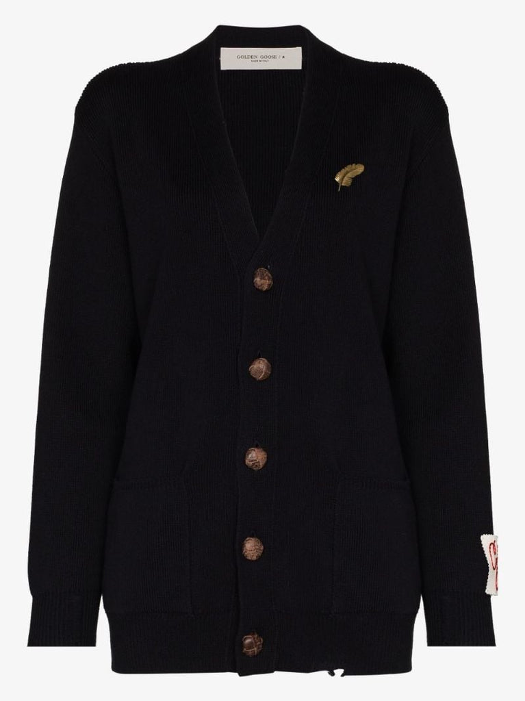 Feather Pin Cotton Cardigan