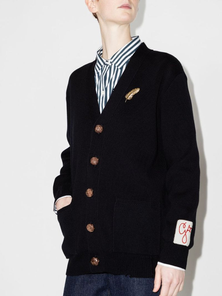 Feather Pin Cotton Cardigan