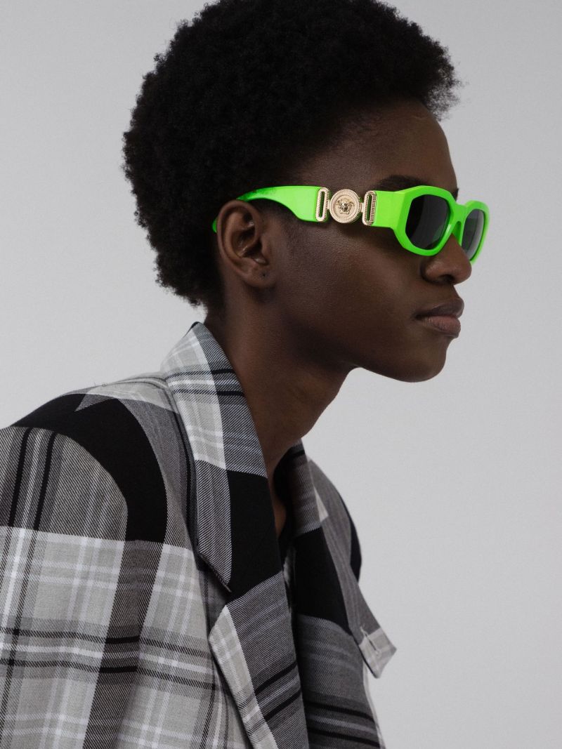 Green Biggie Geo Rectangular Sunglasses