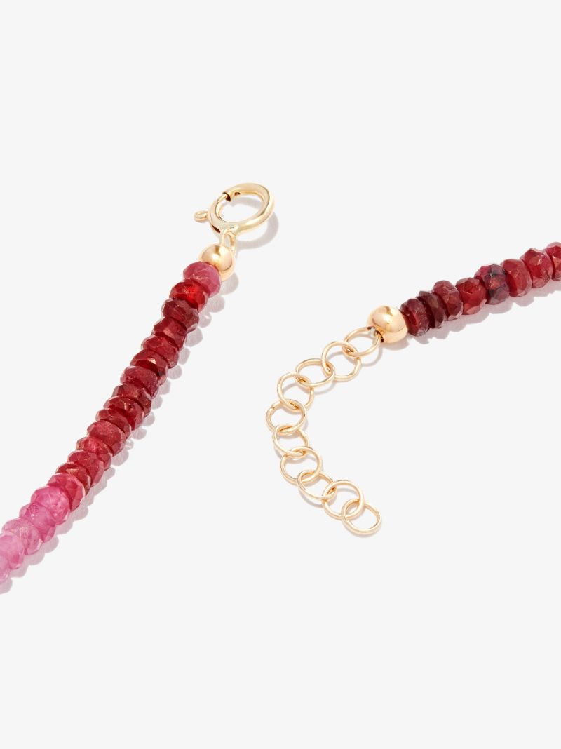 14k Yellow Gold Rocky Graduated Ruby Necklace