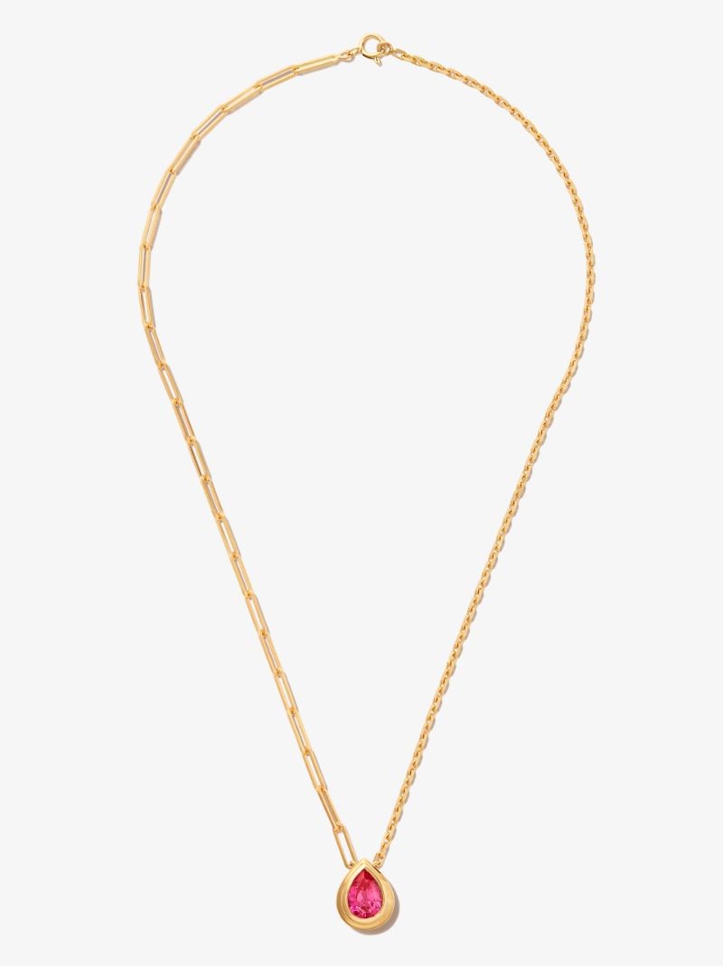 9k Yellow Gold Corundum Pendant Chain Necklace