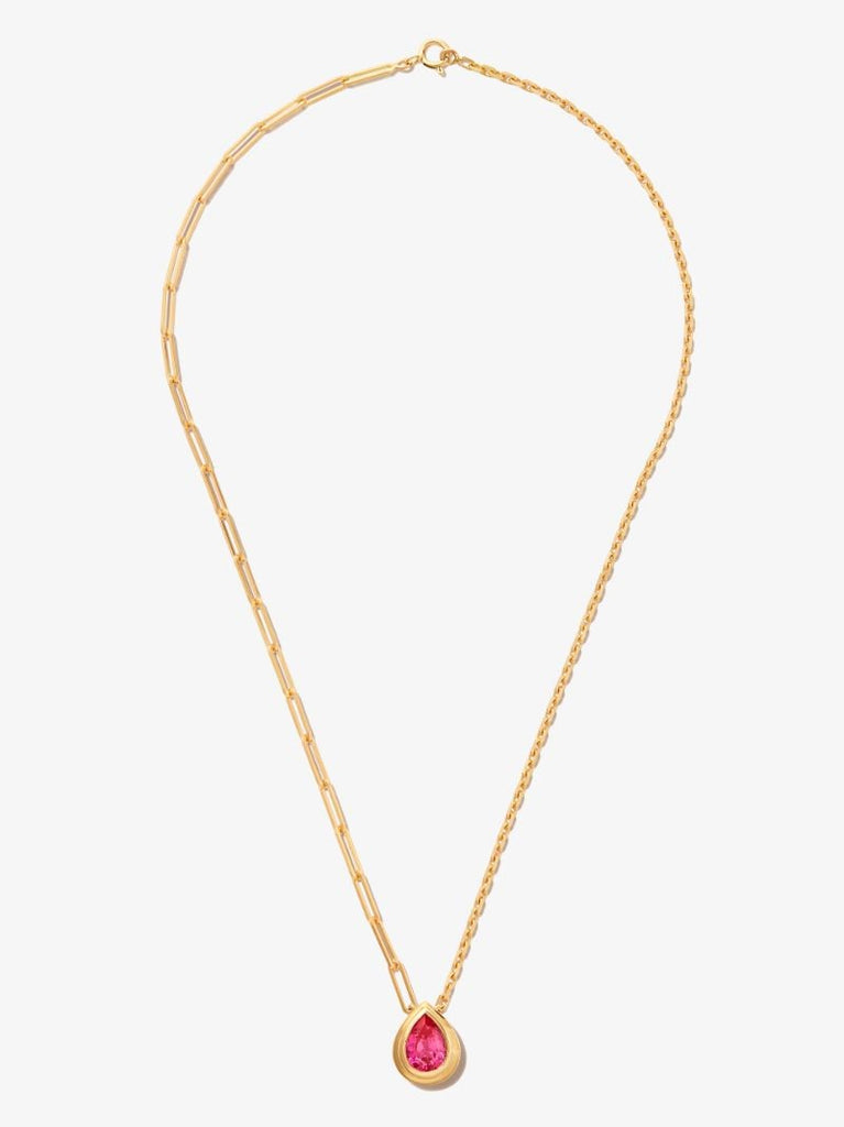 9k Yellow Gold Corundum Pendant Chain Necklace