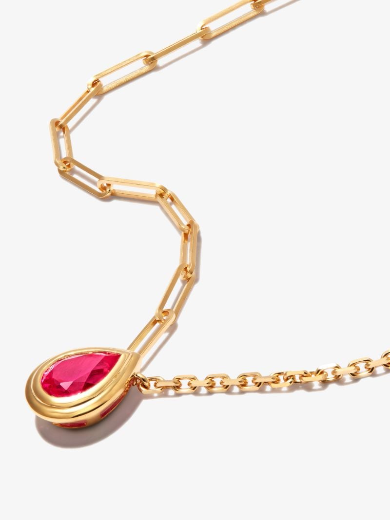 9k Yellow Gold Corundum Pendant Chain Necklace