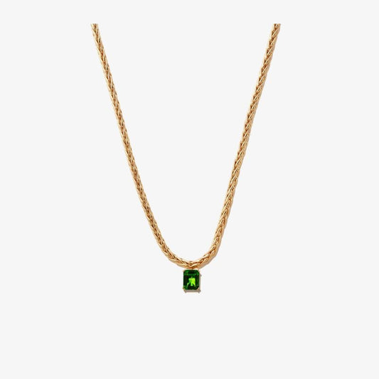9k Yellow Gold Glass Pendant Chain Necklace